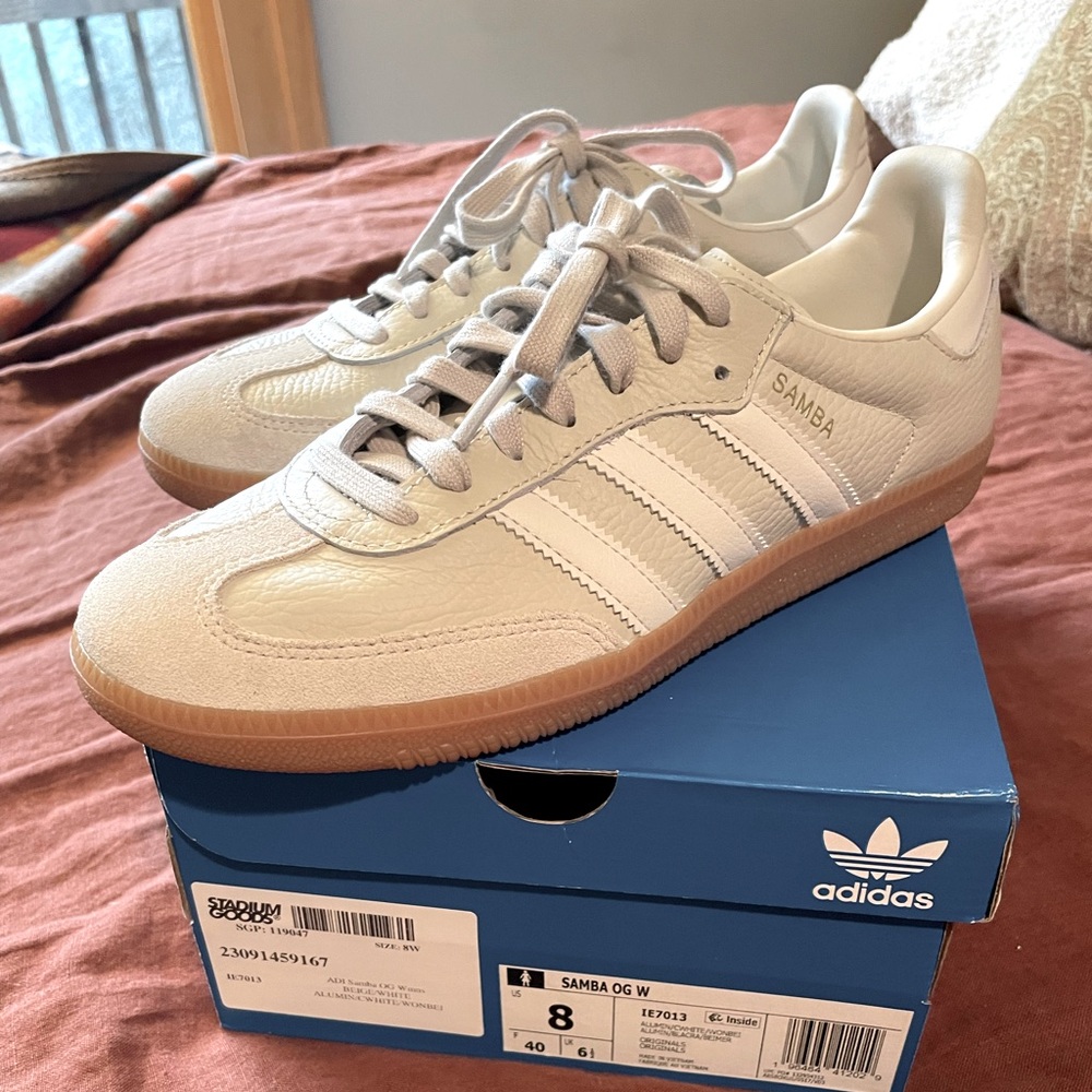 Rare Adidas OG Sambas in Beige/Chalk with Gum Sole.